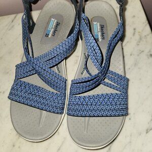 Skechers Reggae Cup "Oh, Snap!" Sandals Women’s 8 Navy Arch Comfort